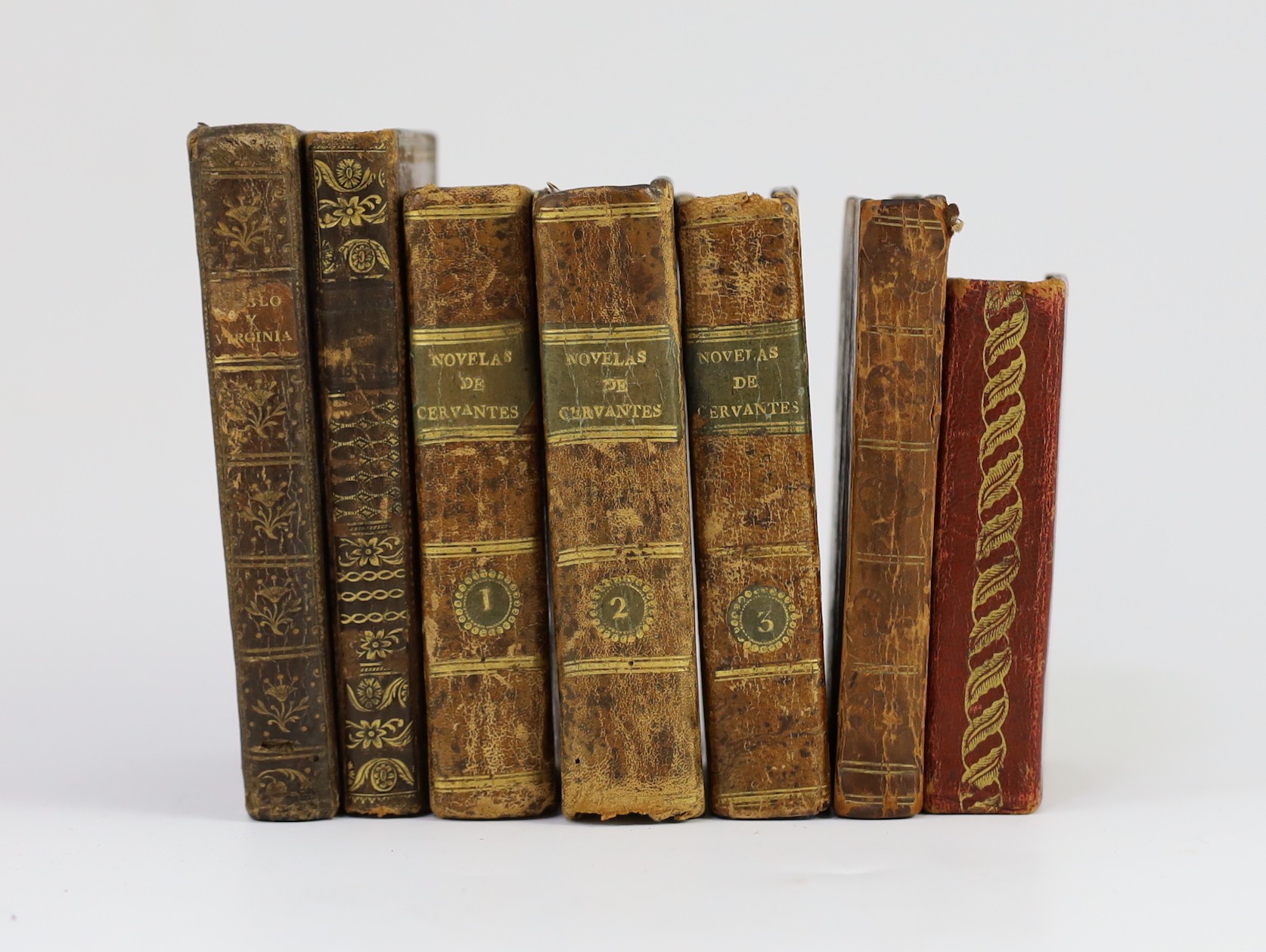 Kalendario Manual y Guia de Forasteros en Madrid, 24mo, red morocco, with coloured engraved map of Spain, lacking portraits, 1817, bound with Estado Militar de Espana, lacking map of Madrid, 1817; Enrique, Jacobo Bernard